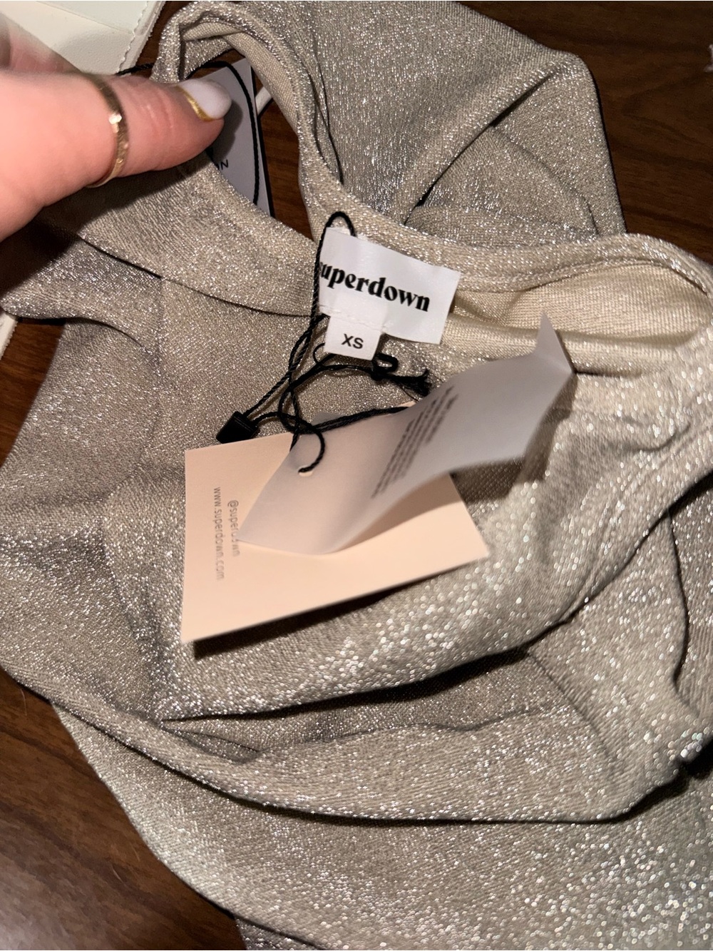 New - Superdown Zixuan Maxi Dress in Silver Metallic Bodycon Gown XS - Picture 6 of 6